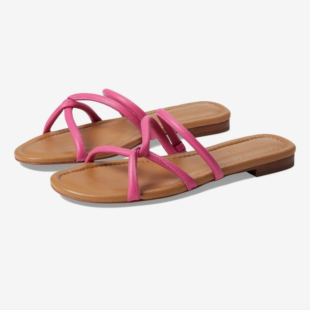 *MADEWELL* NWT bombe pink leather strappy slides